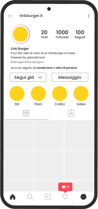 Template Instagram - Link Burger - Siti web a basso costo!