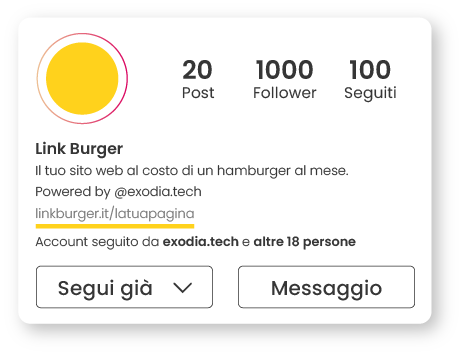 Template Instagram Bio - Link Burger - Siti web a basso costo!